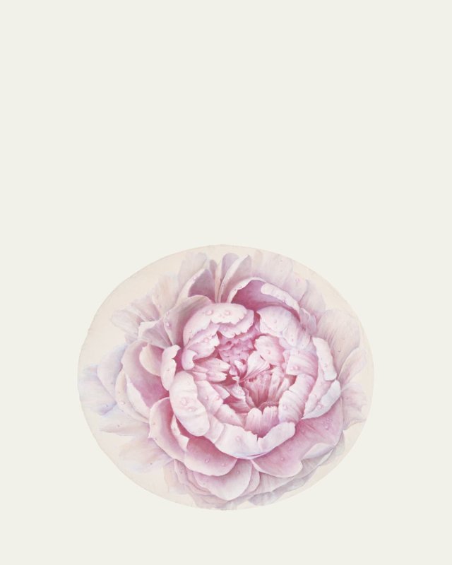 Painted Peony Linen Tablecloth, 102" Round